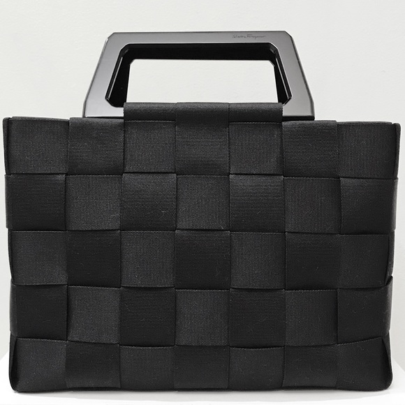Salvatore Ferragamo Black Intrecciato Woven Tote - Picture 2 of 13